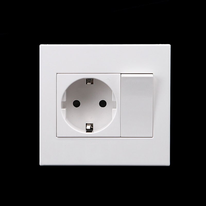 1 Gang 1 Way Wall Switch Socket EU German/French Standard Push Button Switch With Socket Panel Wall Light Switch 16A 250V: EU German Standard