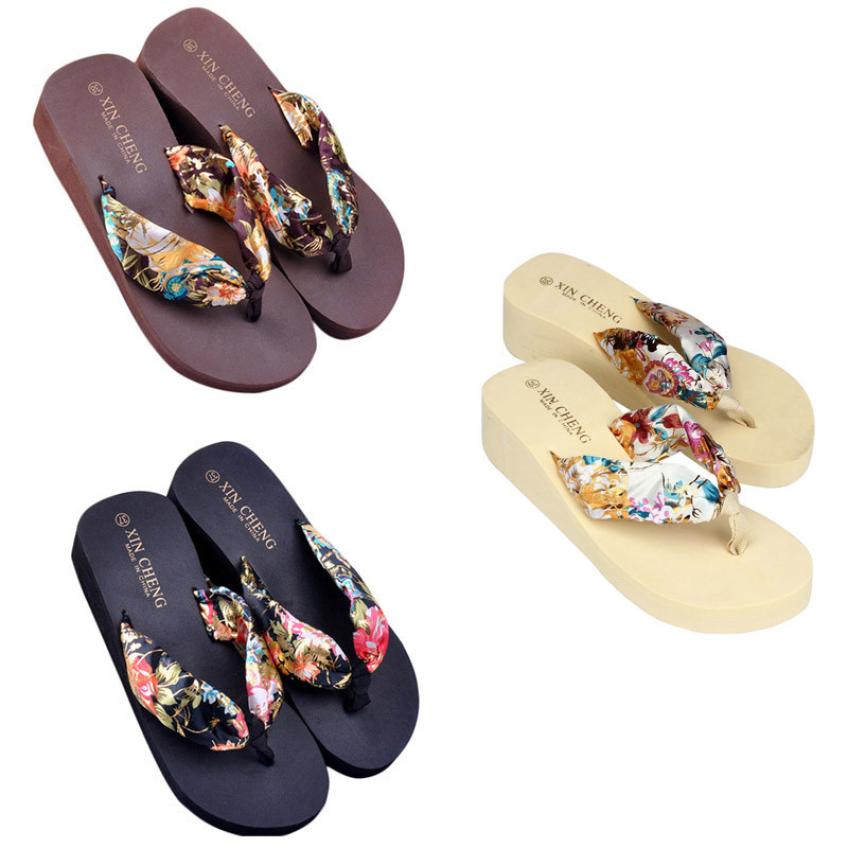 Zapatos mujer bohême chaussures de plage florales plate-forme compensée tongs pantoufles tongs unicornio chaussures pour femmes A3