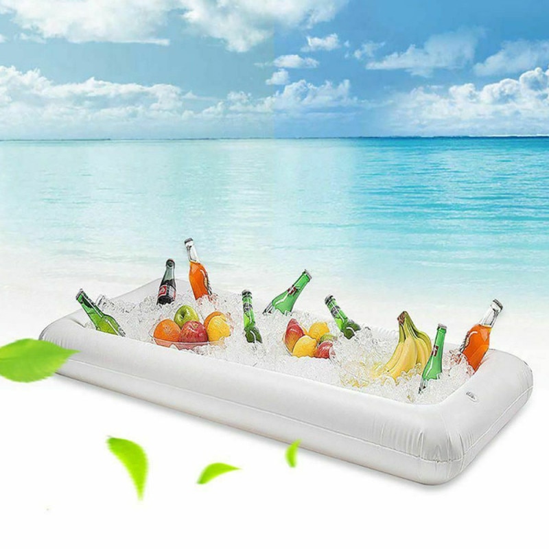 Zwembad Float Opblaasbare Bier Tafel Matras Ijs Emmer Serveren Salade Bar Lade Voedsel Bekerhouder Voor Zomer Water Party Air