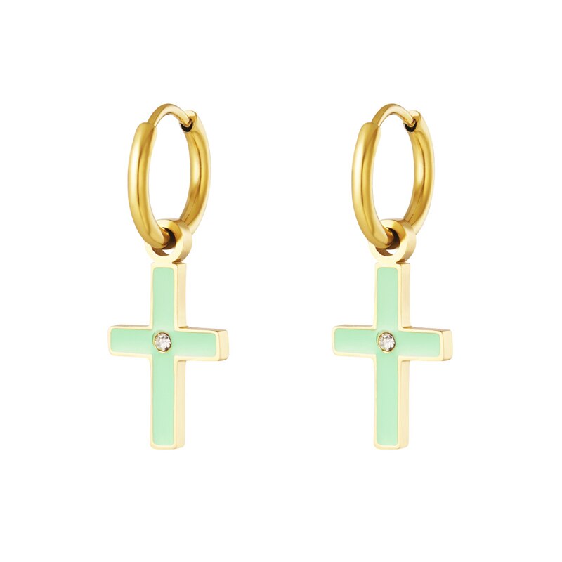 Pendientes Oorbellen Zilver Kleurrijke Enamel Cross Liefde Sleutel Hoop Earring Voor Vrouwen Wedding Charms Oorbellen Jewerly: 3