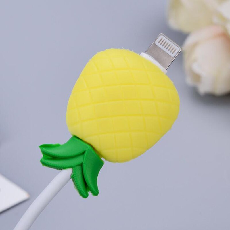 CHIPAL Bite Cute Fruit Cable Protector for iPhone USB Cable Protector Chompers Avocado Pizza Charger Wire Holder Accessories: Pineapple