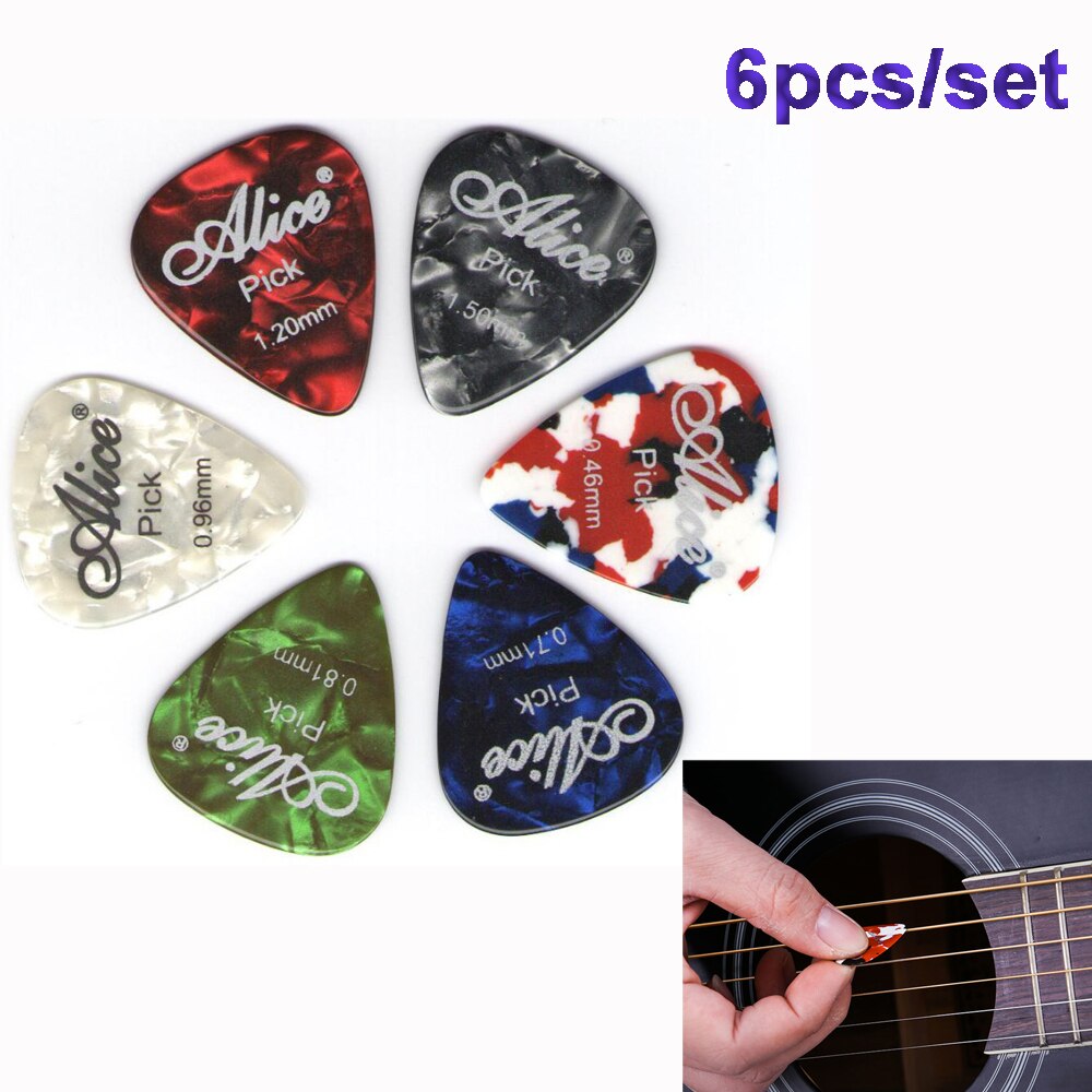 6 stk plektre guitar picks shrapnel alice akustisk elektrisk bas plekter mediator musikinstrument tykkelse mix 0.46-1.5