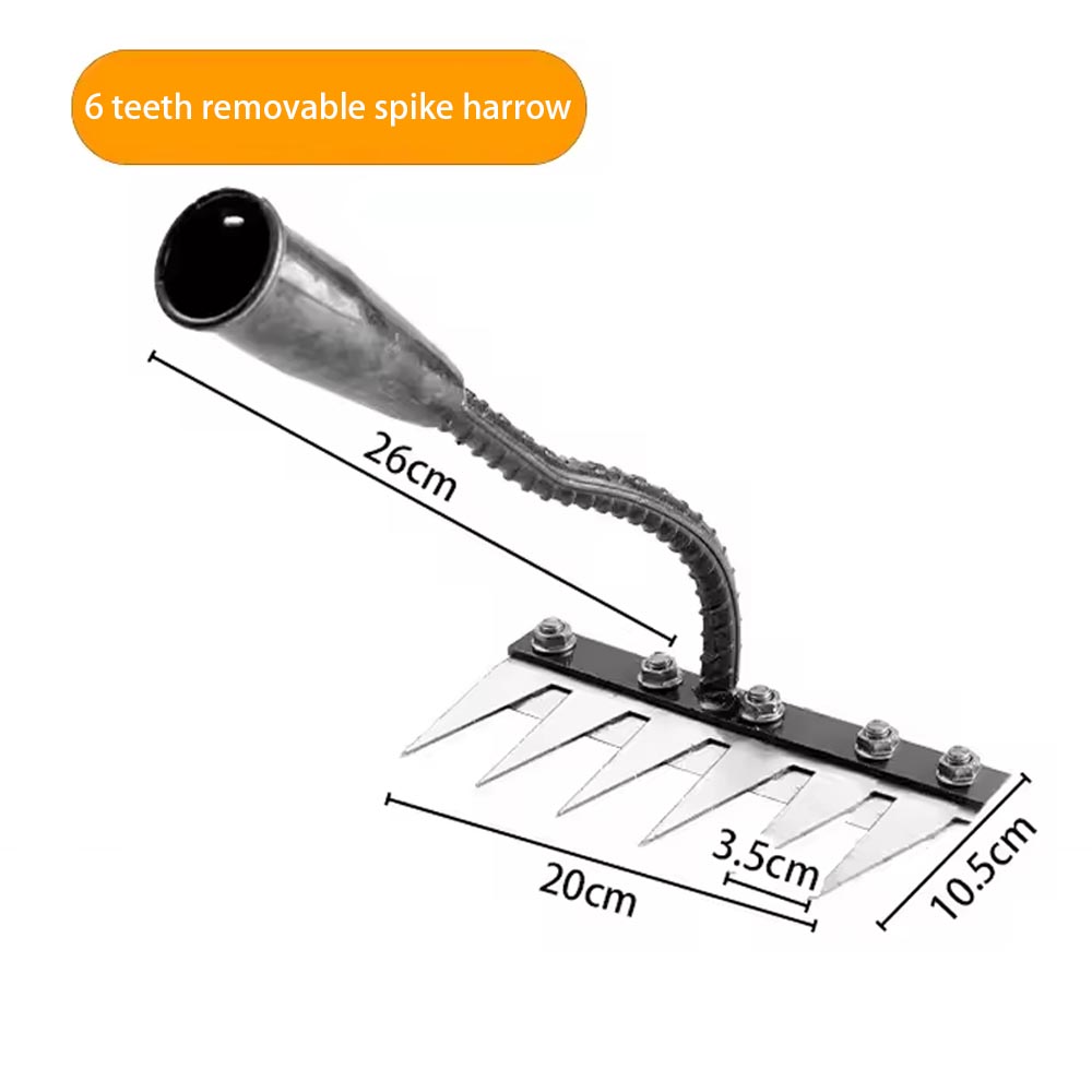 Rastrillo de mano de acero al carbono para jardín, herramienta agrícola, escarificador de deshierbe, grada de clavos agrícola, grada de Metal para deshierbe de jardín, 5/6 dientes: Gris oscuro