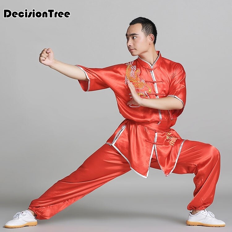 men chinese tai chi wushu shaolin kung fu uniform tang suit wing chun embroidered demo outfit for men martial arts suit