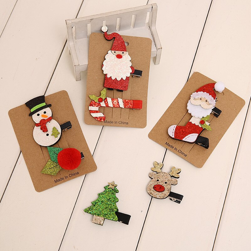 Épingles à cheveux de noël en bois de cerf, pinces à cheveux, pour enfants et adultes, accessoires de cheveux, de noël pour enfants, fournitures de fête,