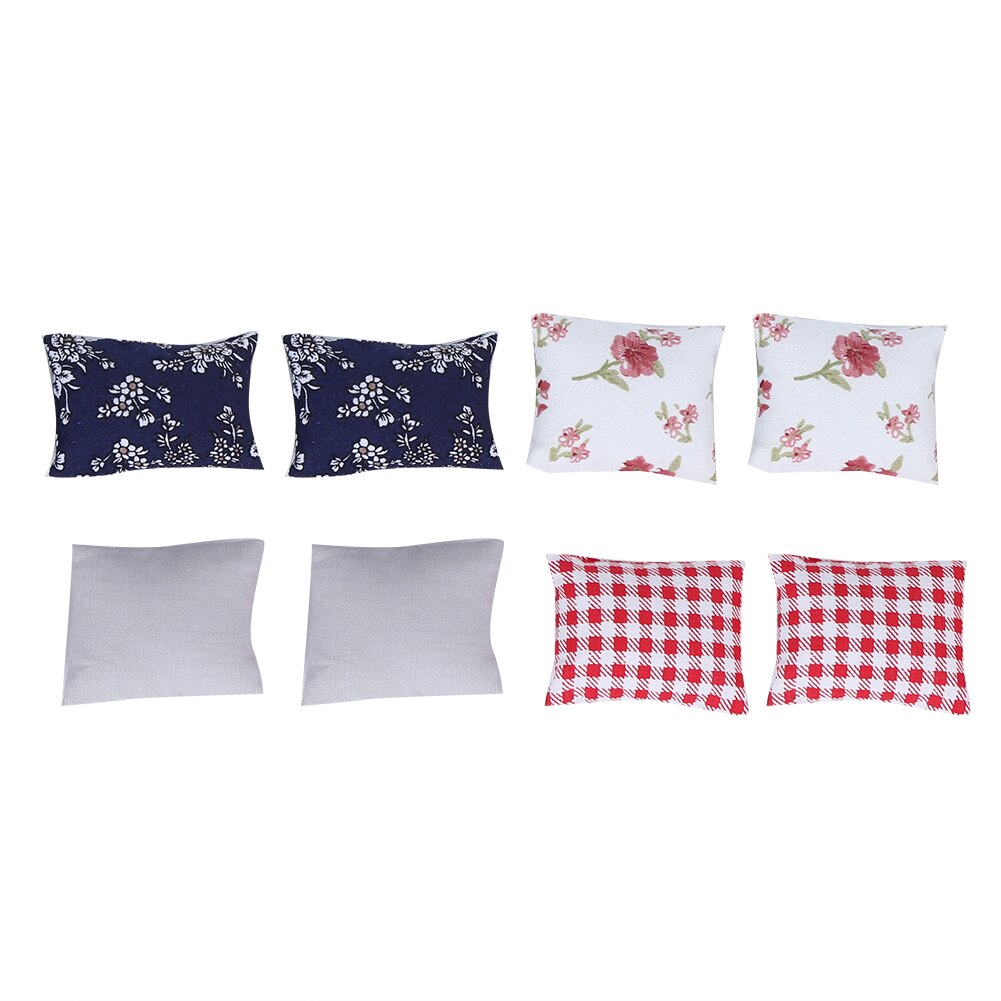 3pcs 1:12 Mini Doll House Cloth Sofa Cushion Set Dollhouse Furniture Dolls Room Decor Plaid Sofa Kids Children Play House Toy: Pillow