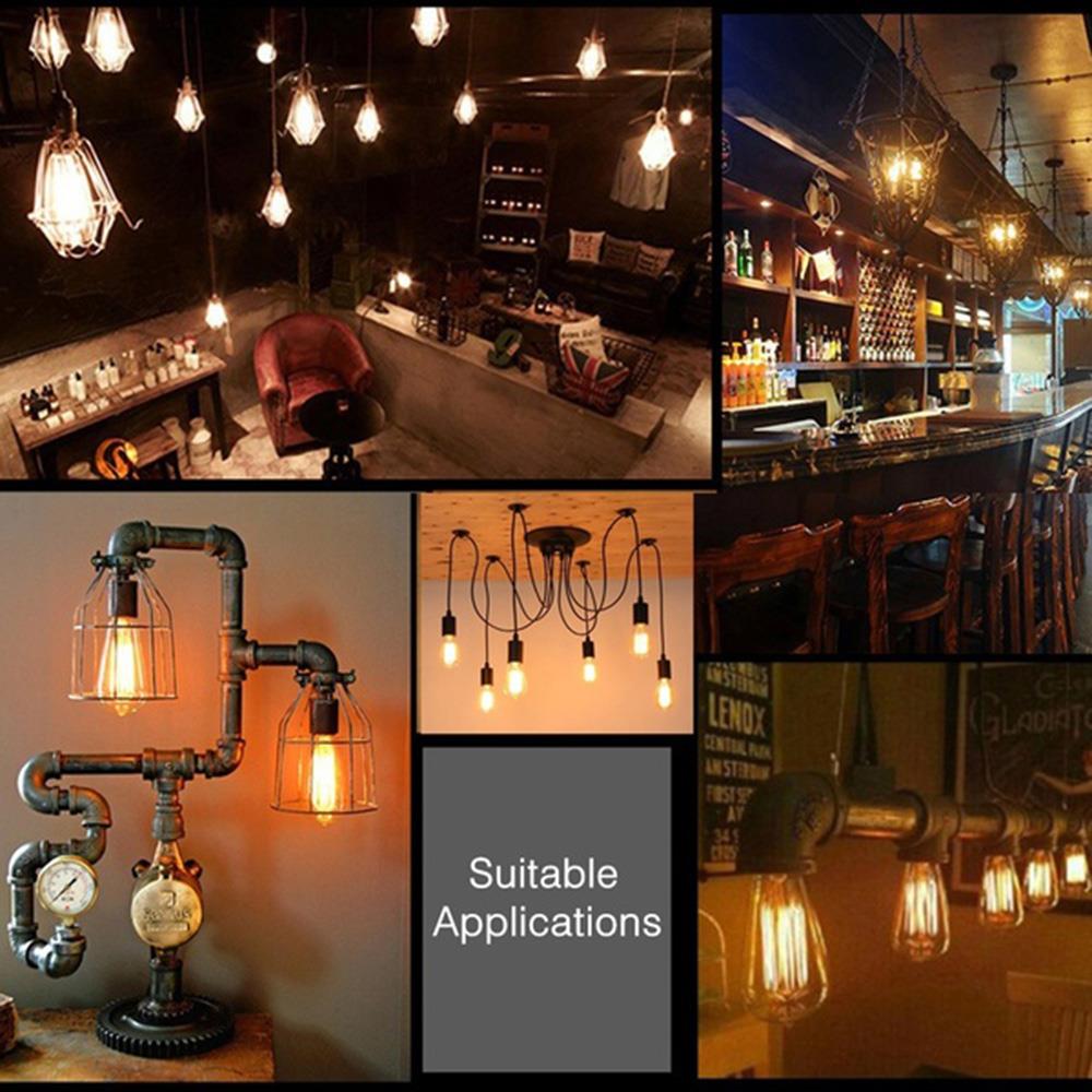 Glass Incandescent Bulbs E27 Tungsten Filament Edison Type Droplight W-Filament Bulb AC120V 40W Transparent Antique Retro Lamp