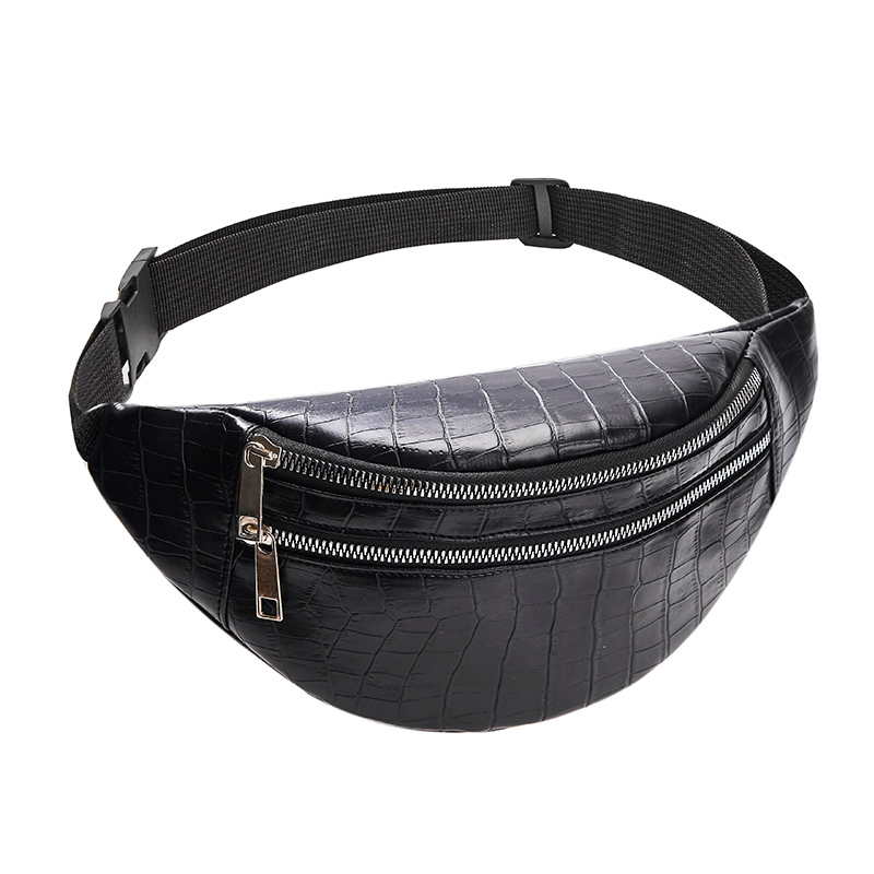 Femmes sac taille sac femme Pu cuir messenger poitrine sac épaule bandoulière sacs pour femmes: Black