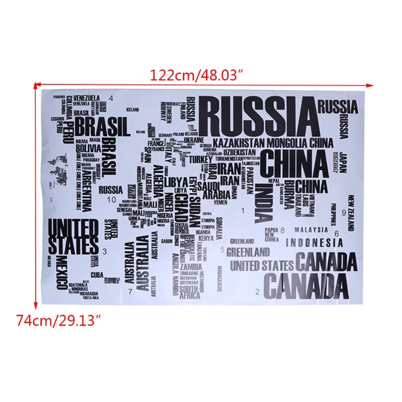 Bokstaver verdenskart vegg stikers kontor stue dekor global kart veggmaleri kunst diy