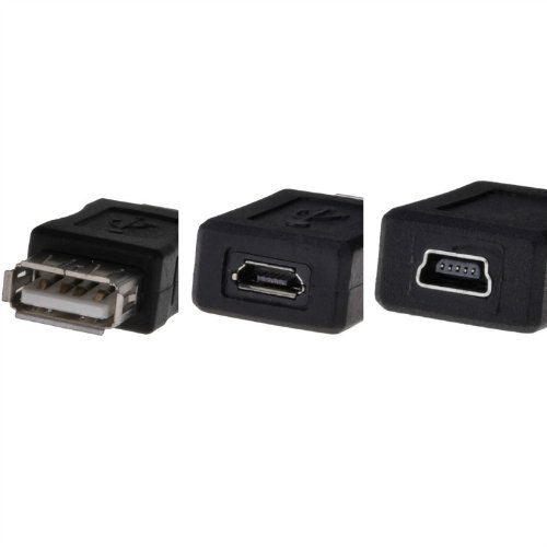 3 piezas USB A hembra + USB hembra A Micro USB hembra + USB hembra A Mini adaptador USB hembra de 5 pines, conectores