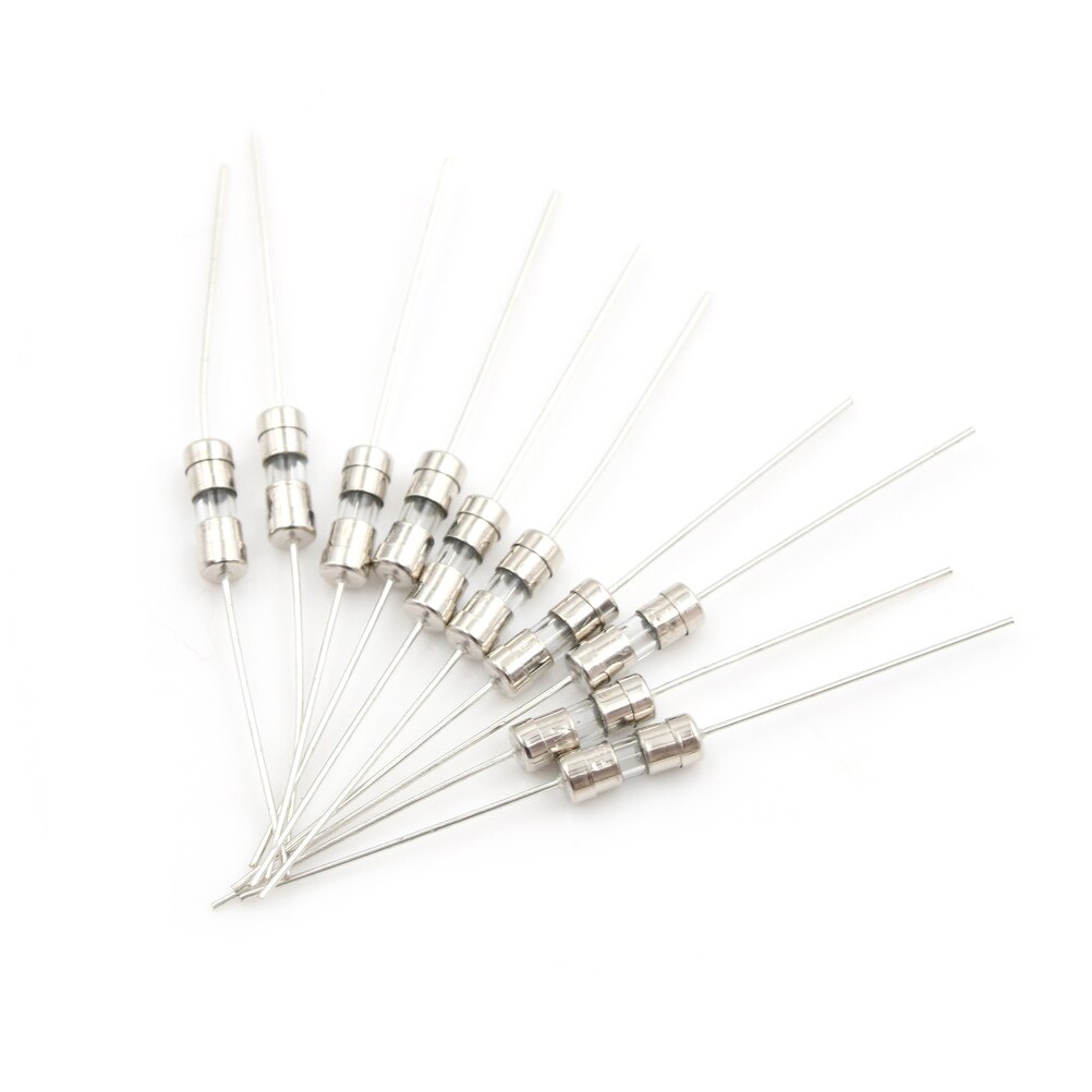 10 teile/los 1A/1.5A/2A/3A/5A 250V Doppel eisen kappe Axial Langsam Glas sicherung mit blei draht Mix Set 3,6*10mm