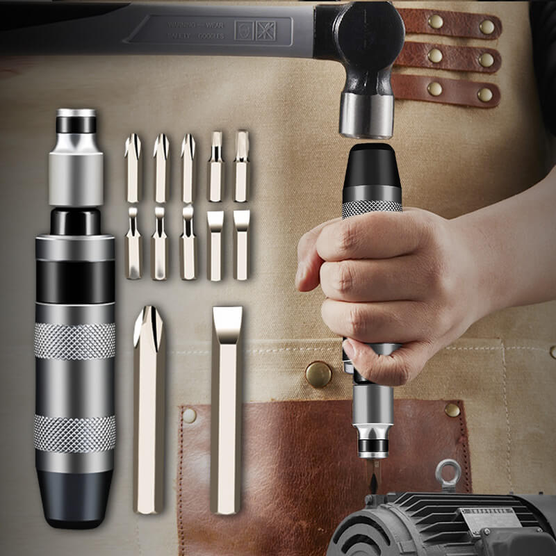 13/12/7PCS Impact Screwdriver Hammer Head Sets with Box Portable Heavy Duty Shock screw Driver Chisel Bits Tools Socket Kit