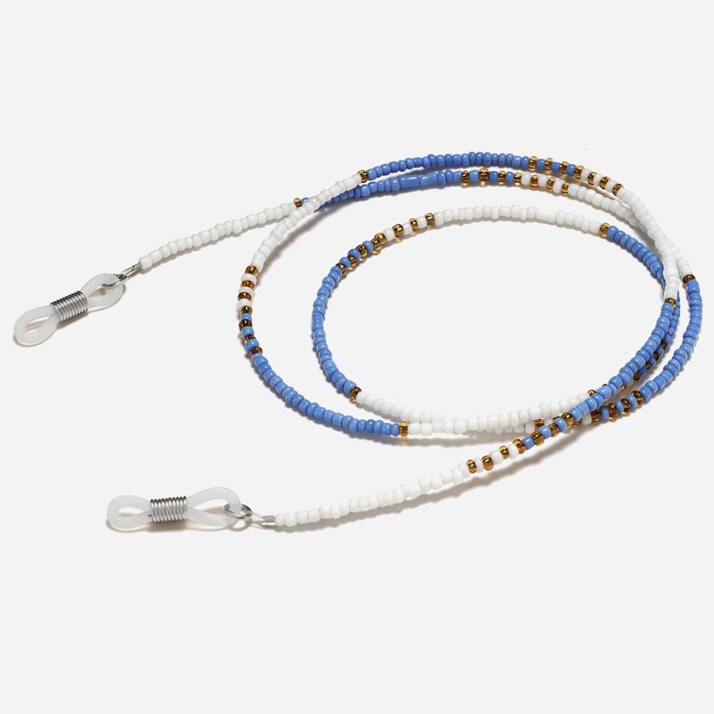 Dames gekleurde kralen kettingen voor brillen, hangende zonnebrillen, leesbrillen ketting, brillenkoordhouder, nekband, touw: Hemelsblauw
