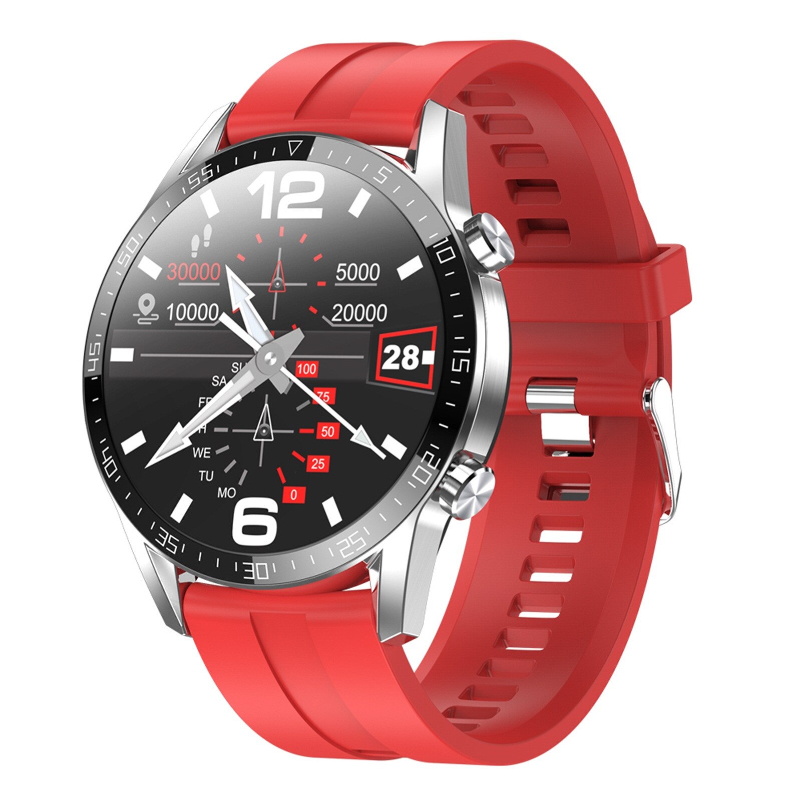 BEHATRD Smartwatch - 1.28" Temperature, Heart Rate, GPS - IP68 Waterproof - Rubber & Silicone Strap: D