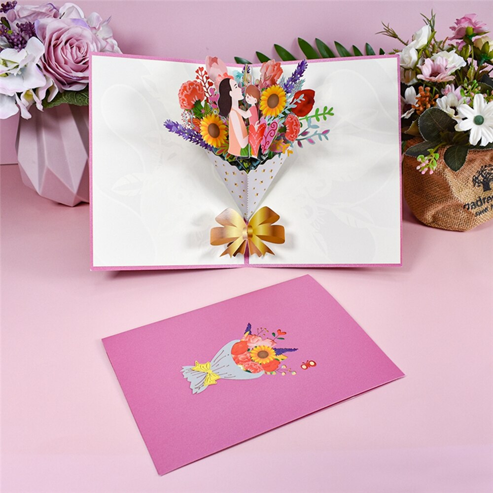 3D Pop Up Greeting Cards Cut Post Beautiful Flower Card for Wife Mother Birthday Christmas Valentine Day Party Wedding: 1