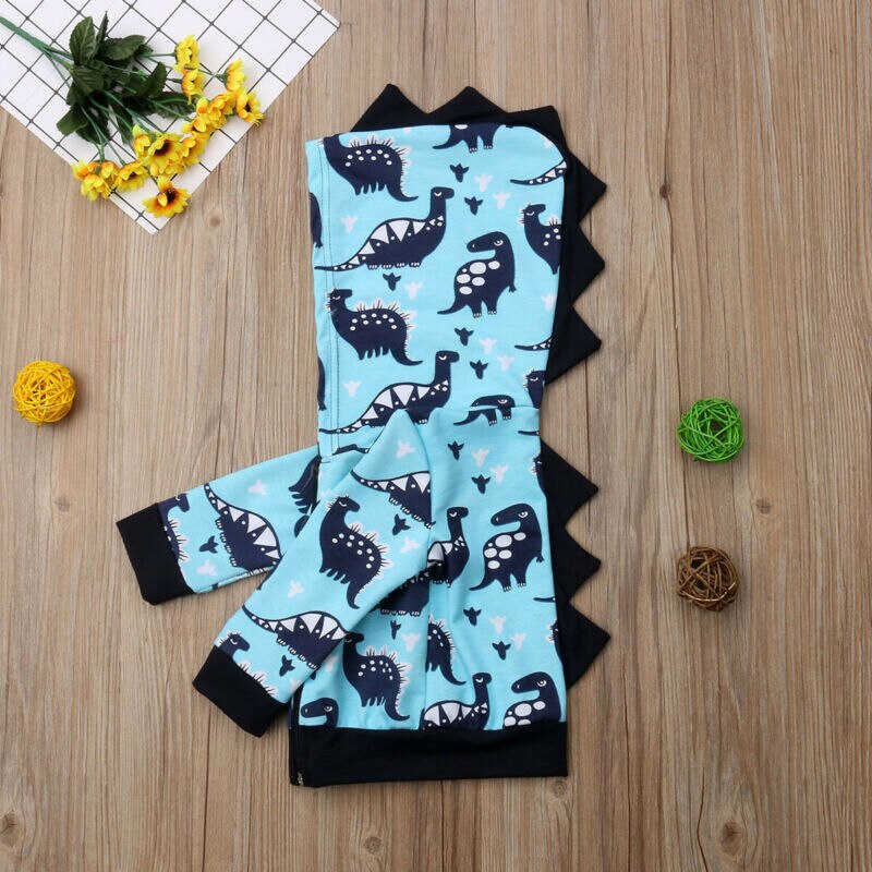 Canis recém-nascido crianças bebê menino com capuz dinossauro zíper com capuz quente zíper moletom casaco hoodies traje inverno meninos roupas de algodão