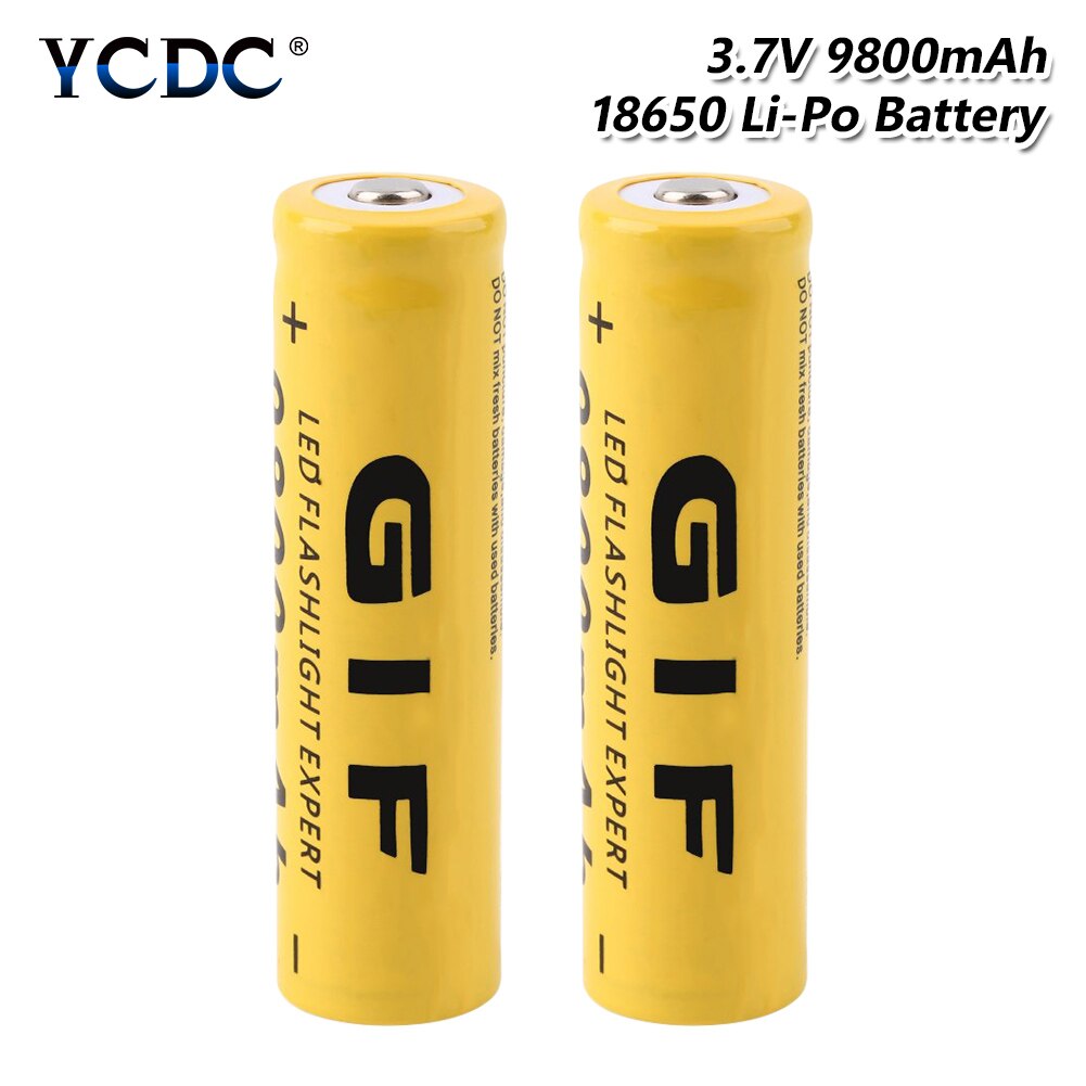 1/2/4/6/8x High Capacity 3.7V 9800mAh GIF 18650 Battery 3.7 Voltage 18650 Rechargeable Lithium Batteries Li Ion 18650 Case