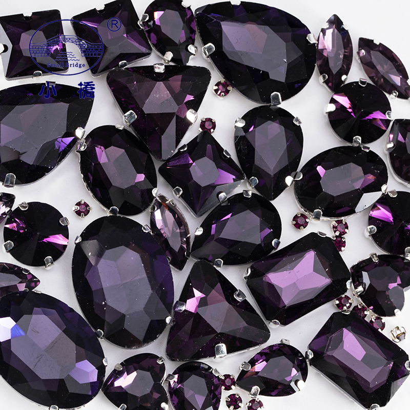 Glitter Gemengde Vorm Glas Steentjes Voor Kleding Roze Plaksteen Craft Edelstenen Kristal Naai Strass Met Klauw 50 stks/pak S048: Goud