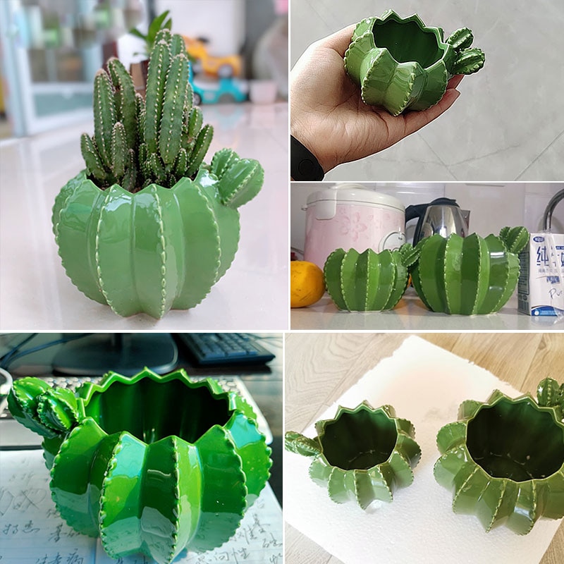 Vaso de flores de cerâmica de cacto, pote de flores de cerâmica para decoração de plantas criativas, acessórios de decoração groot, para plantas