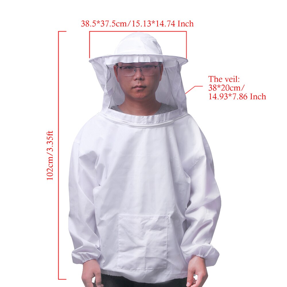 4 unids/set herramienta de equipo de apicultura chaqueta transpirable velo guantes de manga larga nido de abeja cepillo velo conjunto de jardín herramienta traje