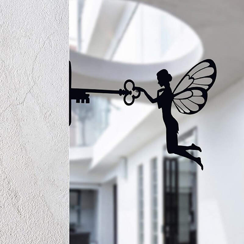 Stake Metalen Elf Silhouet Invoegen Ornament Fairy Silhouet Standbeeld Tak Ambachten Voor Indoor Outdoor Home Yard Patio Gazon