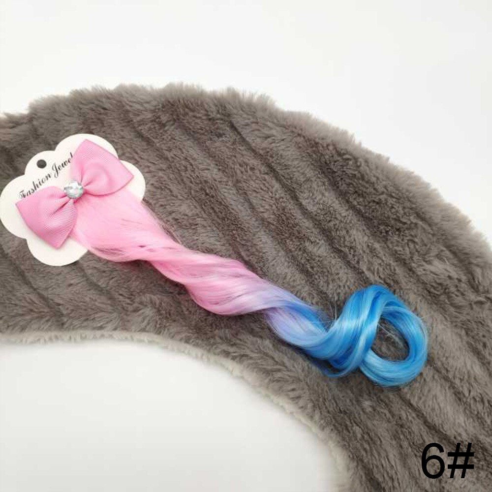 REAKIDS banda elástica para el cabello infantil accesorios para el cabello peluca infantil diadema para niñas cuerda trenzada tocado peluca chica problema de tarjeta: pinkblue