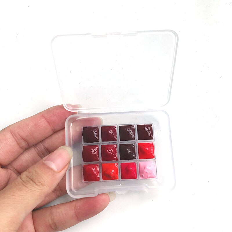 Mini caja de acuarela, disco de pintura de acuarela rojo, 12 colores, 0,5 ml/1ml/2ml: 0.5ml x 12 colors