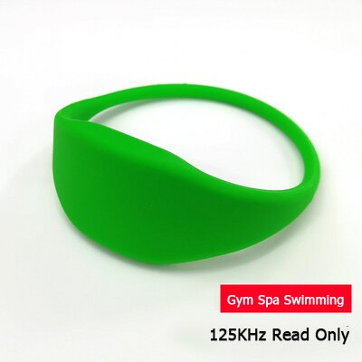 Pulsera EM 125Khz EM4100, pulsera de silicona RFID, solo lectura, Protocolo 18000-2: WB05-Green