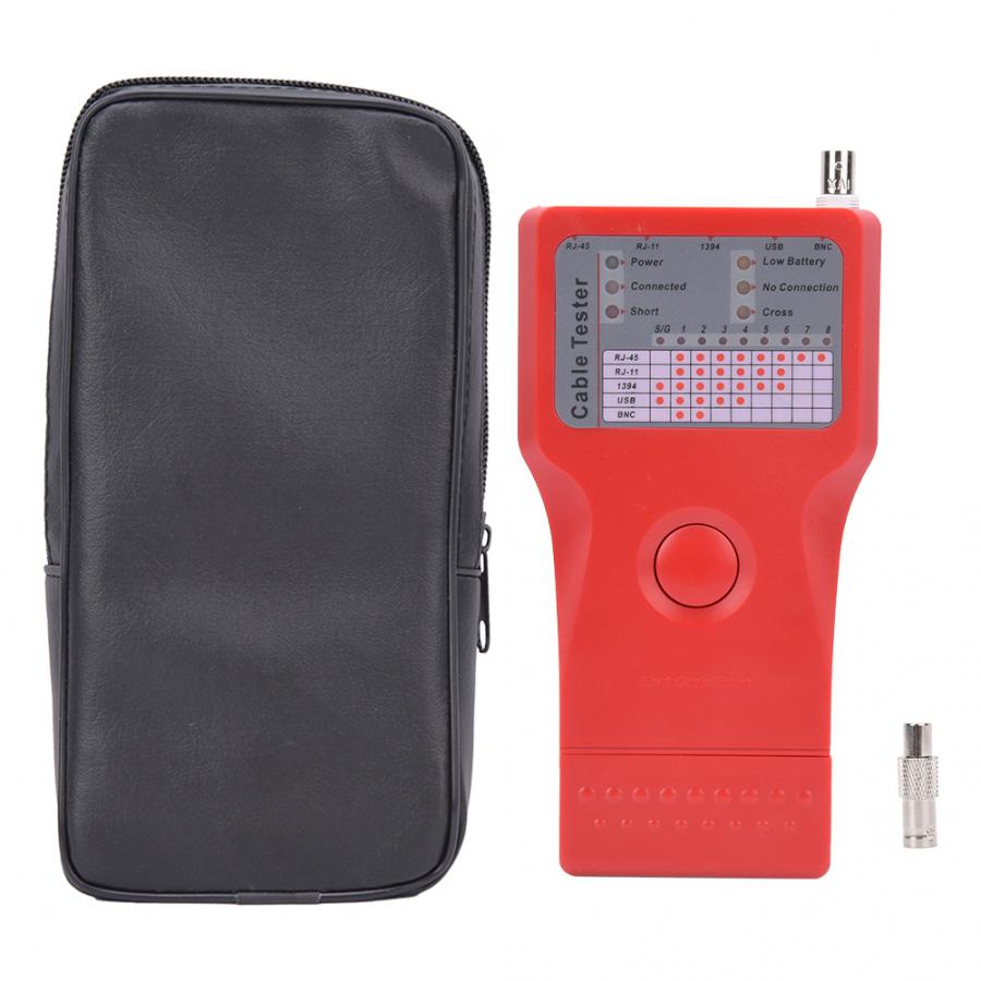 5-In-1 Multi-Functional Network Cable Tester 1394 Line Tester BNC Meter with Remote Unit Network Cable Tester