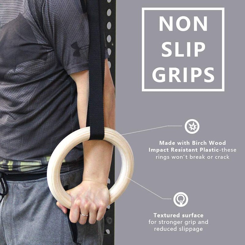 Holz Gymnastik- Ringe 28/32mm Fitnessstudio Ringe Mit Einstellbare Lange Schnallen Riemen trainieren Für Heimat Fitnessstudio & Kreuz Fitness