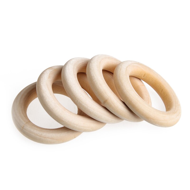 5pcs Crafts DIY Baby Teething Natural Wooden Rings Necklace Bracelet 55mm