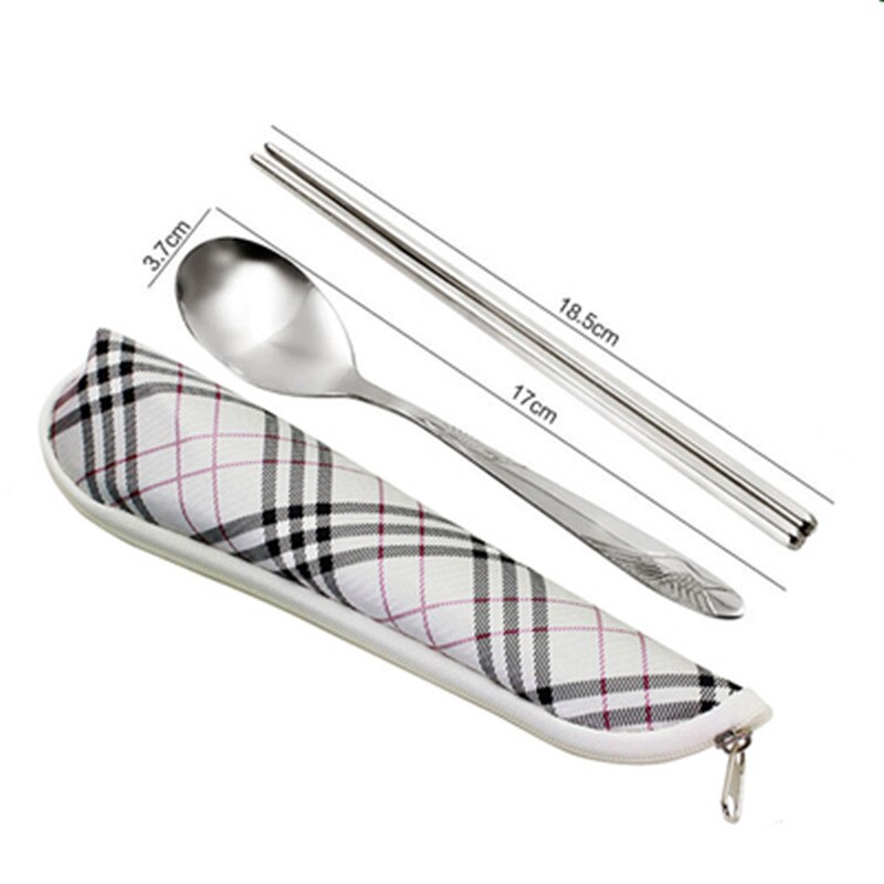 Tableware Reusable Travel Cutlery Set Camp Utensils Set with stainless steel Spoon Fork Chopsticks Straw Portable case