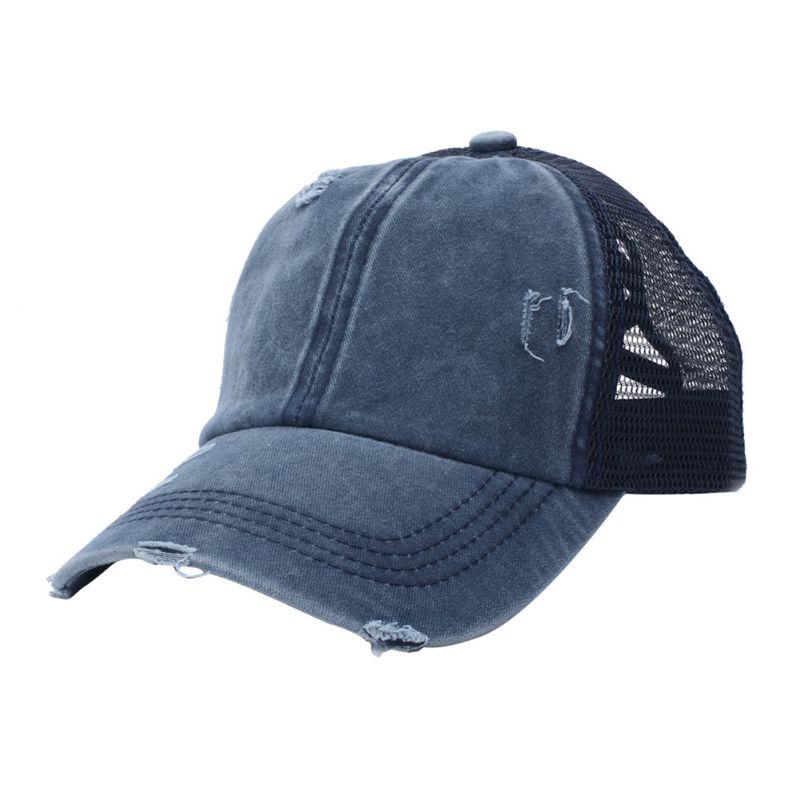 Adjustable Women High Bun Ponytail Tennis Golf Hat Washed Horsetail Trough Baseball Cap Outdoor Sport Sunhat Female Hole Hat: ZQ