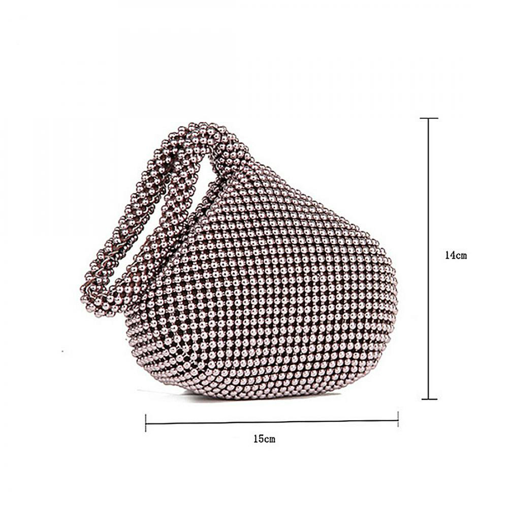 Strassbesetzte damen-clutch aus metall, abendtasche, diamant-handtasche für partys, metallic-stil, auch als hochzeitstasche geeignet, 5 farben, perlenbesatz