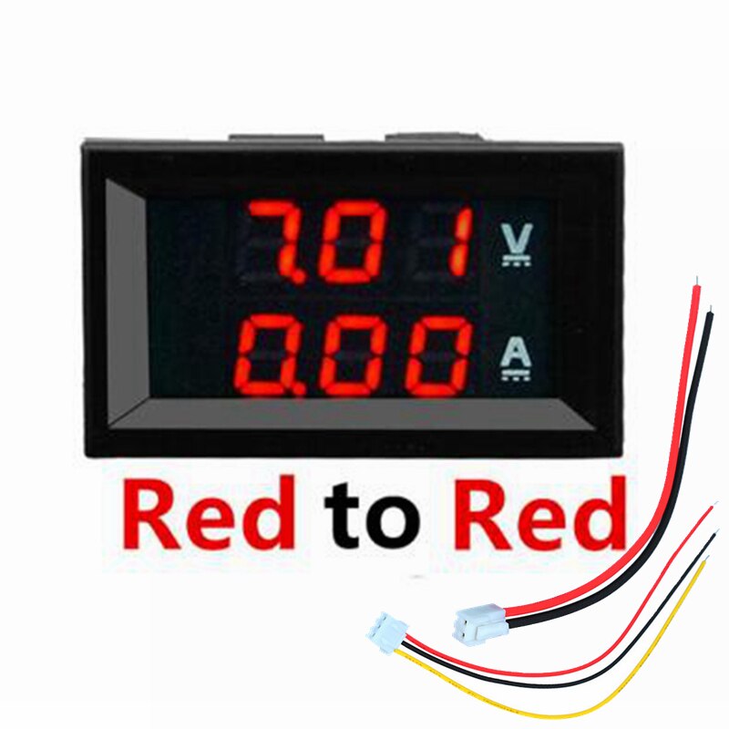 Dc 100V 10A Voltmeter Amperemeter Blauw + Rood Led Amp Dual Digitale Volt Meter Gauge Digitale Voltmeter ampèremeter: 100V 10A Red Red