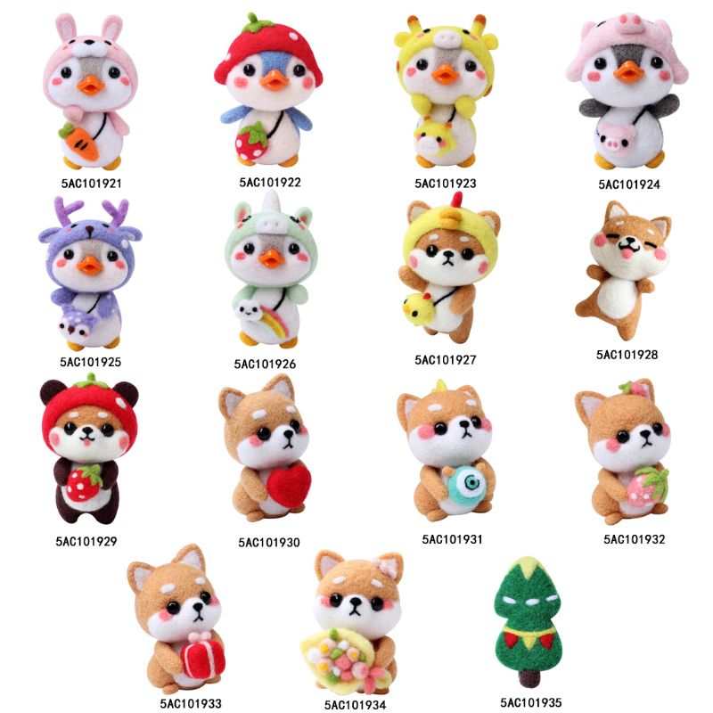 Christmas Cat Wool Felt Craft DIY Unfinished Poked Set Handcraft Needle Material M0XD