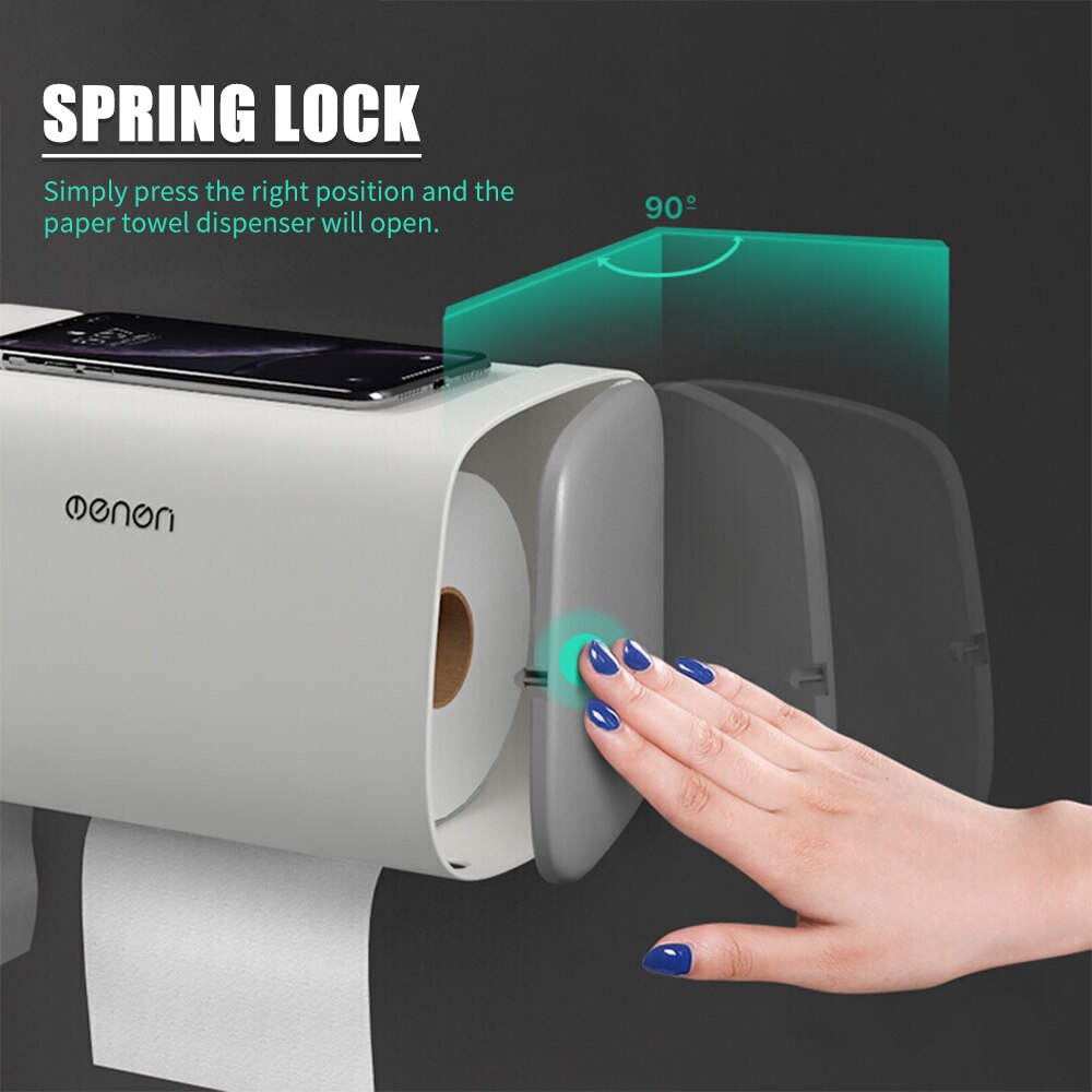 Mengni Paper Towel Dispenser Wall-Mounted Double Door Tissue Box Toilet Tissue Dispenser Kitchen Storage Box Bathroom Product