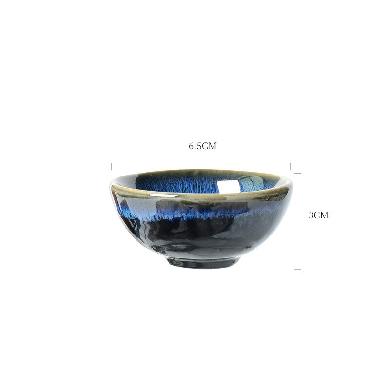 Japanese Retro Style Kiln Change Blue Color Glazed Household Ceramic Sake Cup 40Ml 4 Pcs with 1 Pc130Ml Pot Sets Teacup Cuisine: Starry sky 40ml