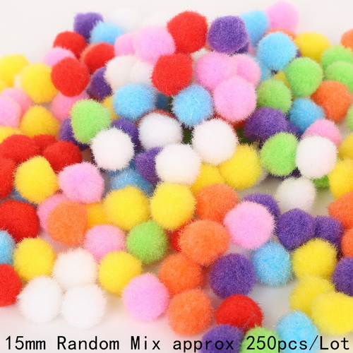 100-500 Teile/los Gemischt Weiche Runde Förmigen Pompom Bälle Flauschigen Pom Pom Für freundlicher DIY Bekleidungs Handwerk 10mm/15mm/20mm/25mm/30mm: 15mm 250stck