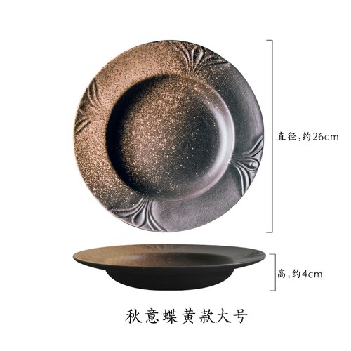 Soup Plate Deep Bowl Vegetable Wide Side Ceramic Round Plate Japanese-style Restaurant Dish Household Cutlery Set Hotel Dish: a2  26x4cm