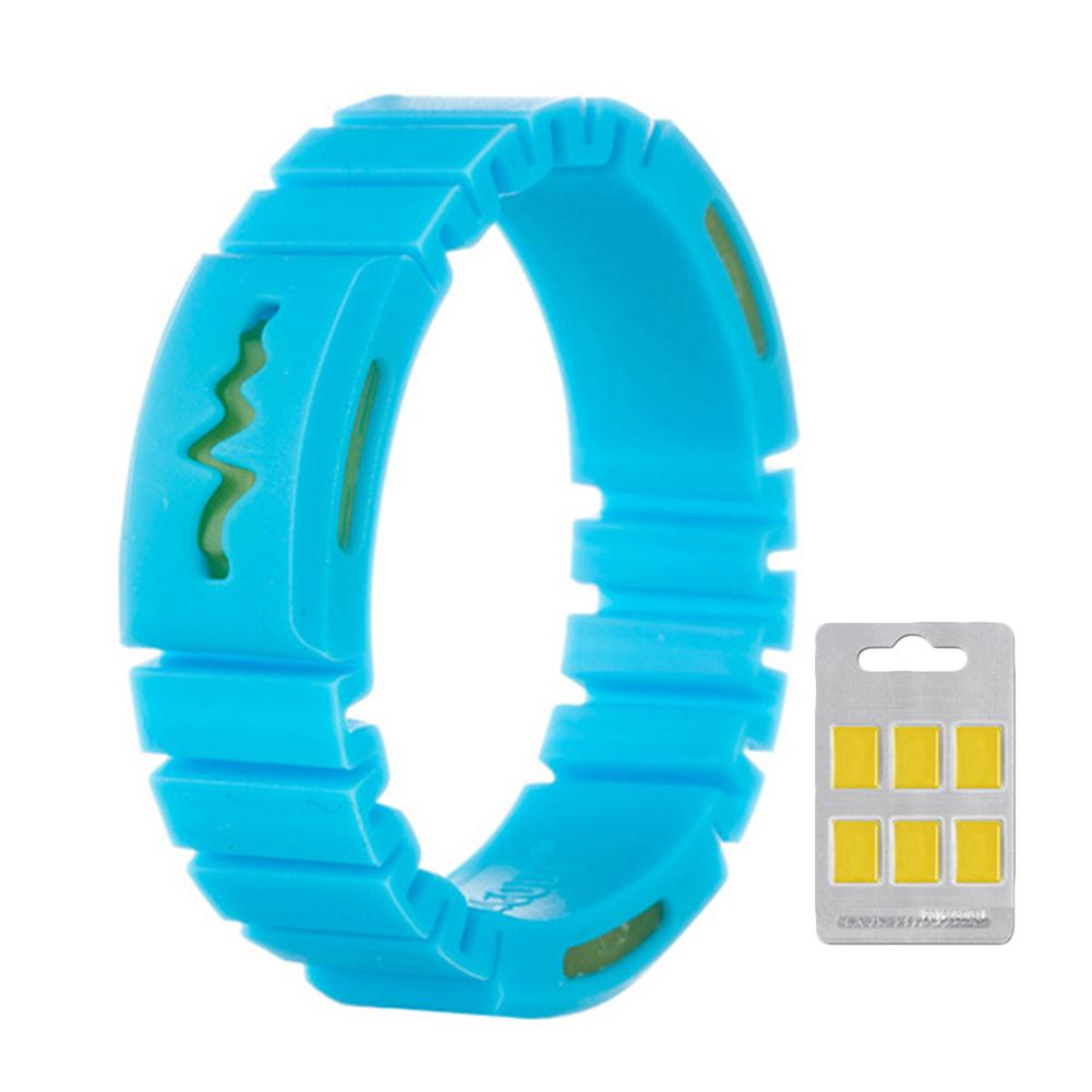 Muggen Armband Met 6 Stuks Muggen Chips Veilig Waterdichte Muggenmelk Polsband Voor Thuis Outdoor Gebruik: Blue