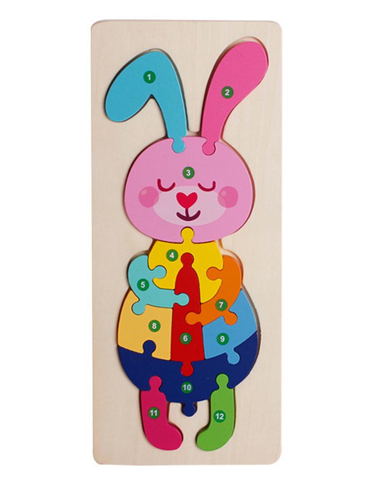 Houten Puzzels Voor Peuters Grote Maat Cartoon Aantal Dier Legpuzzels Voorschoolse Educatief Speelgoed Cadeau Voor Jongens Een
