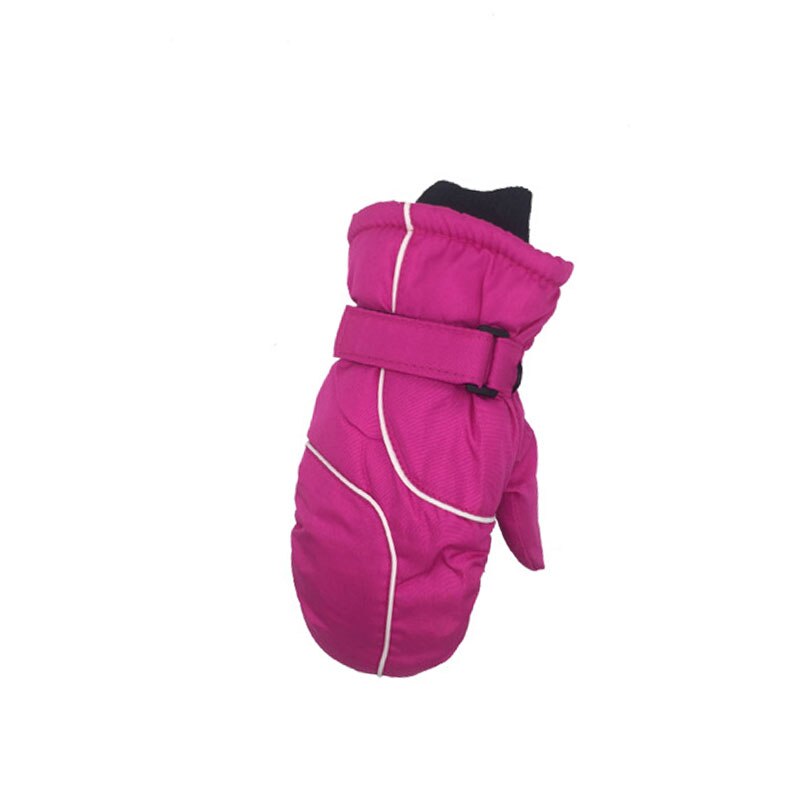 Inverno quente crianças luvas cor sólida bebê menino menina luvas à prova de vento à prova dwindproof água engrossar mais quente crianças esqui ciclismo luvas: rose red