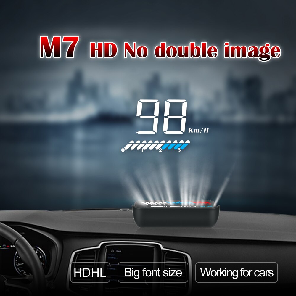 Hastighed display head up display hud  m7 projektor på forruden 5.5 tommer skærm fejl fejl indikator køredata display obd 2 bil
