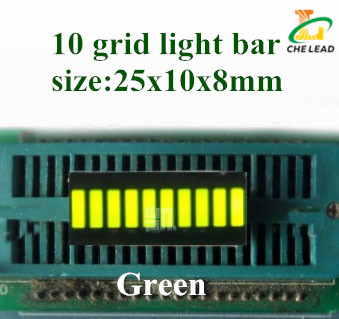 20 stk 25*10mm lysbjælke 10 gitter digitalrør rød grøn blå gul hvid led digital lysbjælke 10 segment led lysbjælke display: Grøn