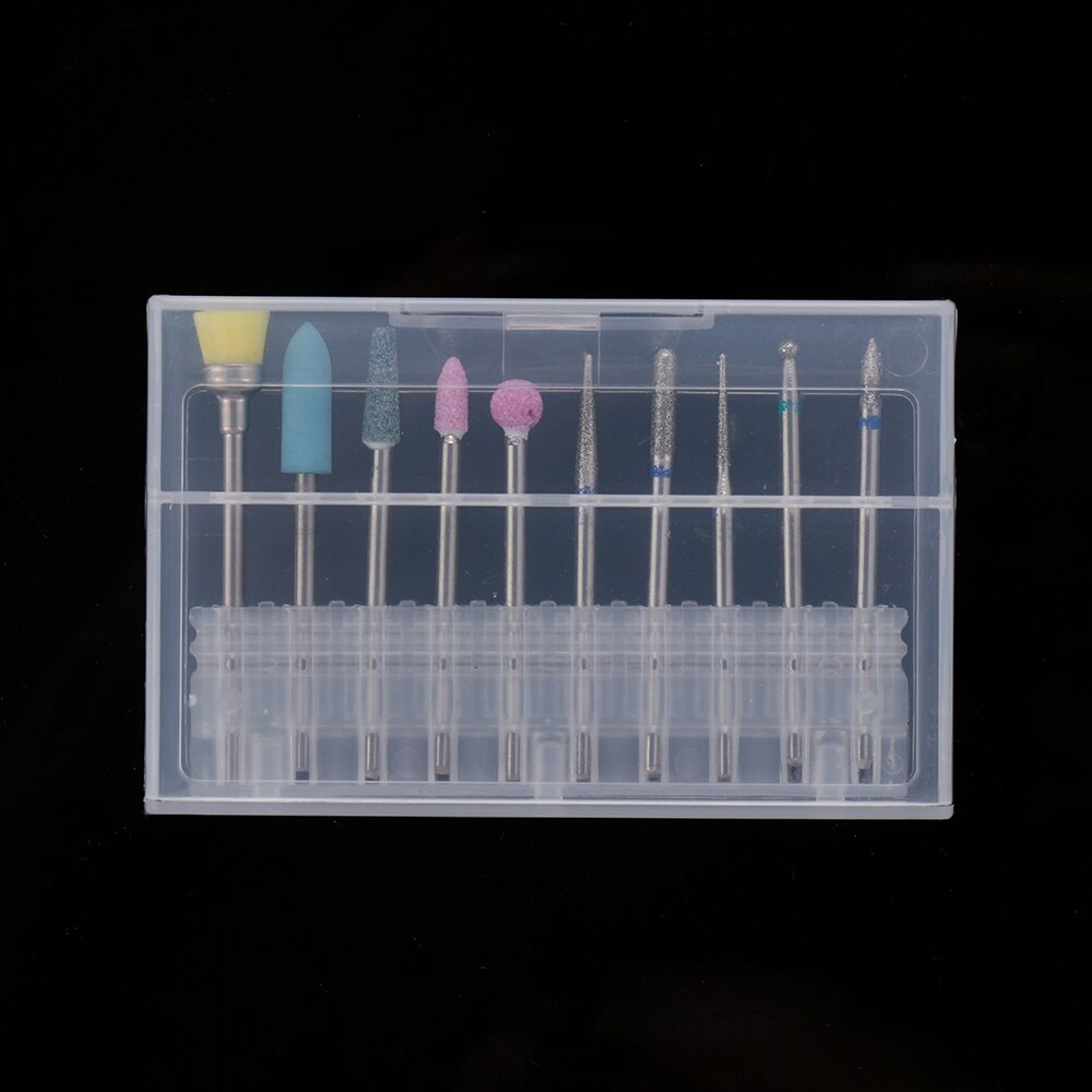 10Pcs Nagel Boren Elektrische Manicure Machine Cutter Diamond Bestand Gel Polish Kit Set Cuticle Schoon Pedicure Slijpen Hoofd