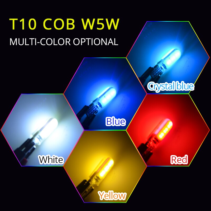 NAO T10 doprowadziło biały 10x W5W 12V doprowadziło żarówka 5W5 dla silnik samochodowy oświetlenie wnętrza kaczan samochód 194 168 Super jasna biała żółta czerwona kryształ