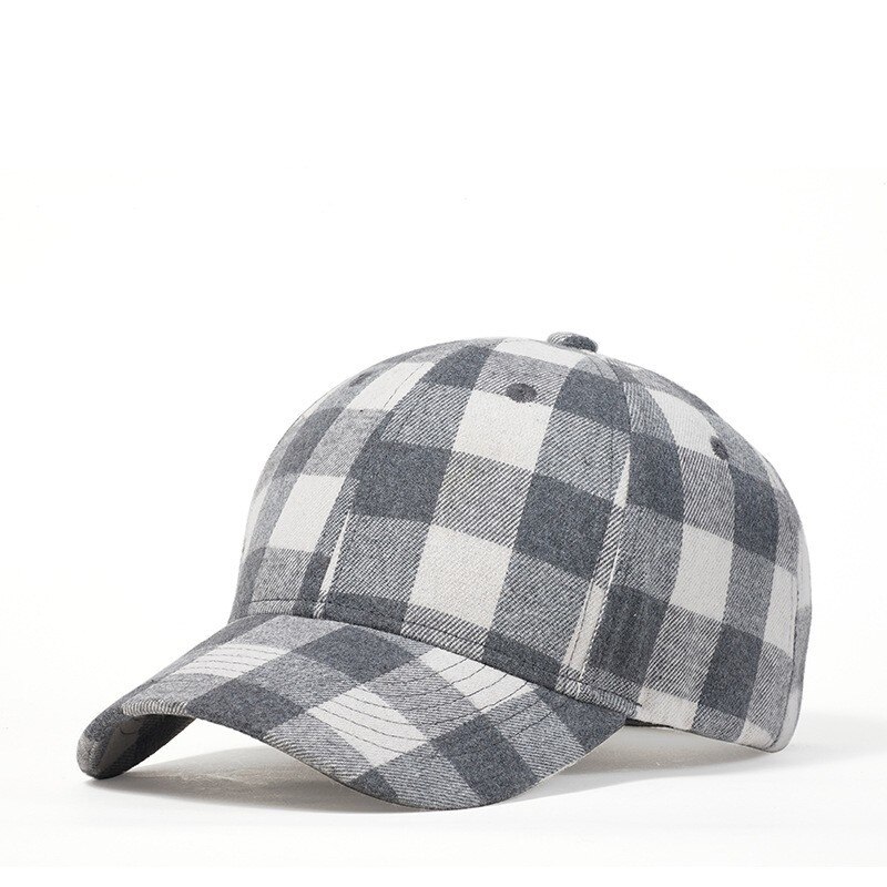 Casual Plaid Print Baseball Cap Soft Cotton Blend Checked Print Outdoor Hat Cap Adjustable Snapback Baseball Cap: C05