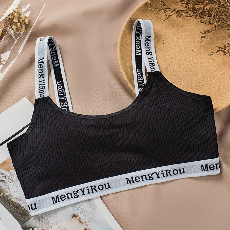 Sujetador sin costuras de copa completa para mujer, Bralette transpirable con letras de alambre, Top de tubo, Bralette de hilo, 2022: Black