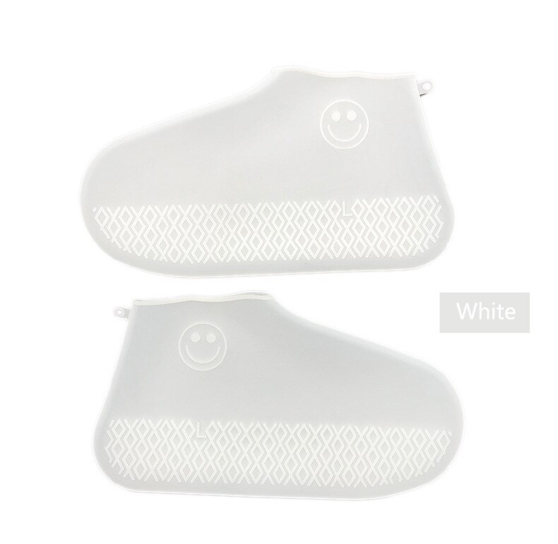 Erwachsene freundlicher Wasserdichte Schuh Abdeckungen Gummi Silikon Überschuhe Schuhe Protektoren Wiederverwendbare Regendicht Skidproof Über Schuhe Stiefel Abdeckung: Weiß / L
